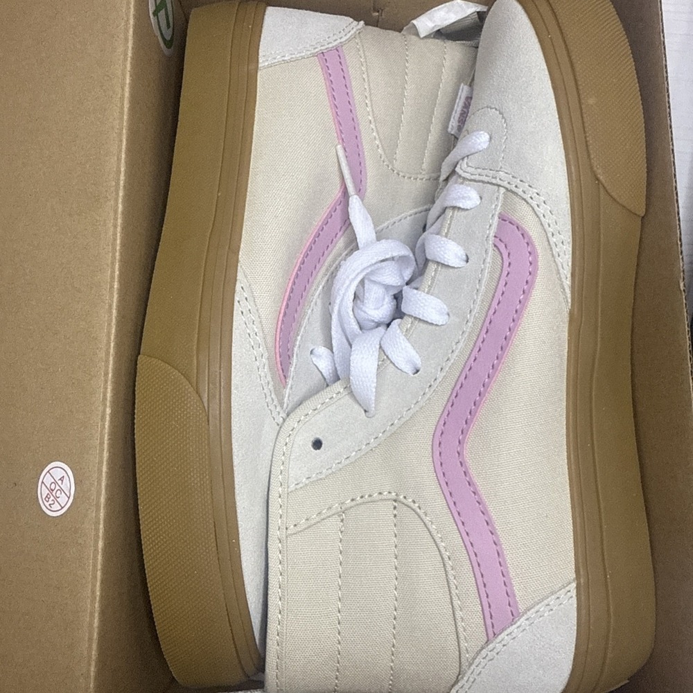 Vans Ashwood Hi Decon Suede/Canvas Oatmeal/Gum Youth 5 Skate School Sneakers